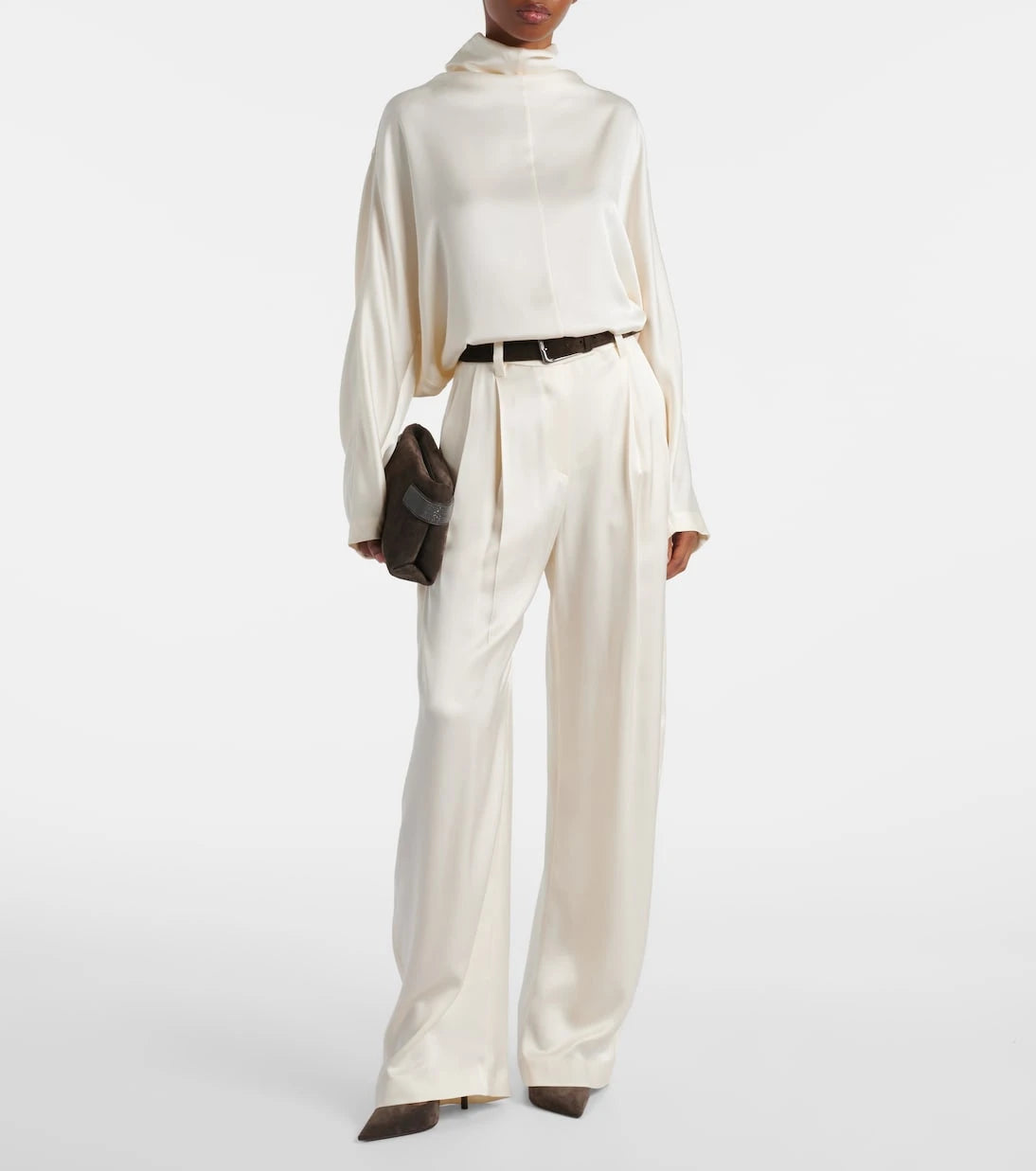 Brunello Cucinelli - Mid-rise silk straight pants