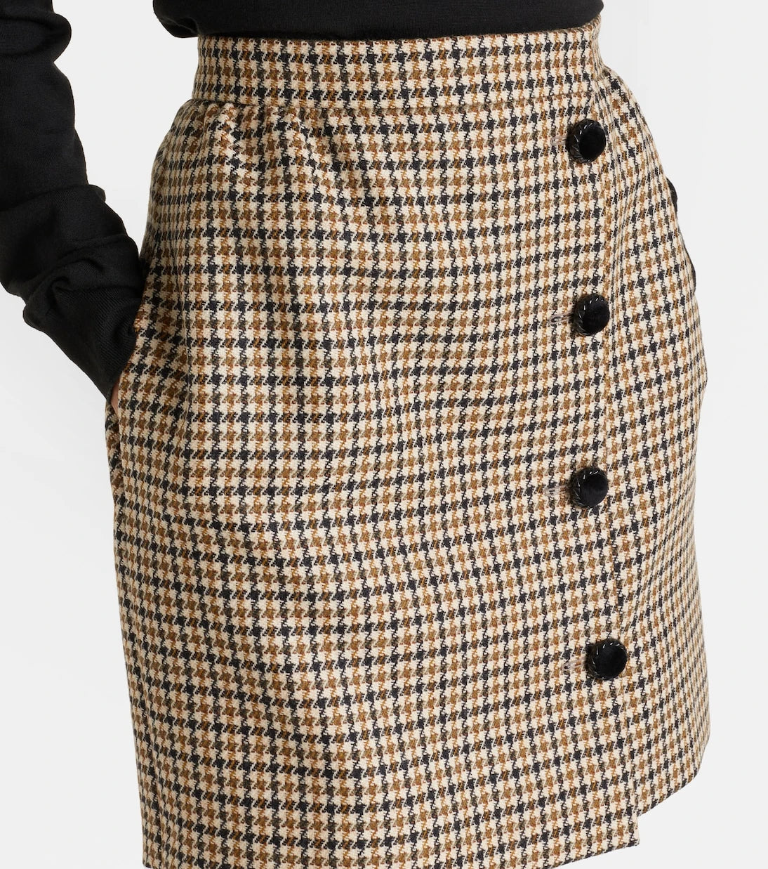 Valentino - Houndstooth virgin wool miniskirt