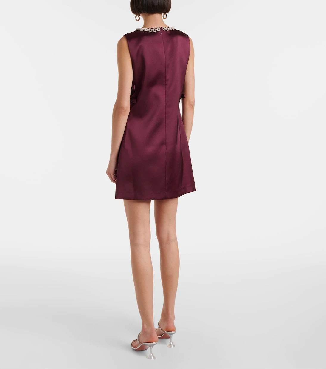 Self-Portrait - Bow-detail embellished satin minidress