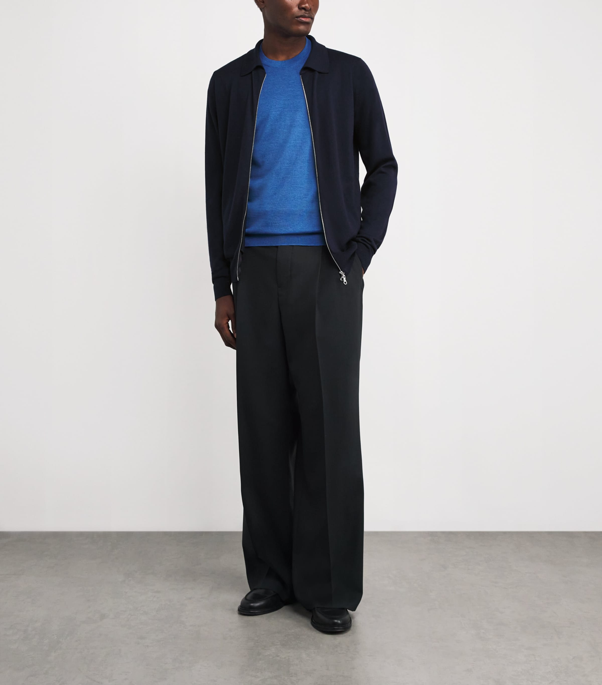 Navy Merino Wool Hybrid Overshirt