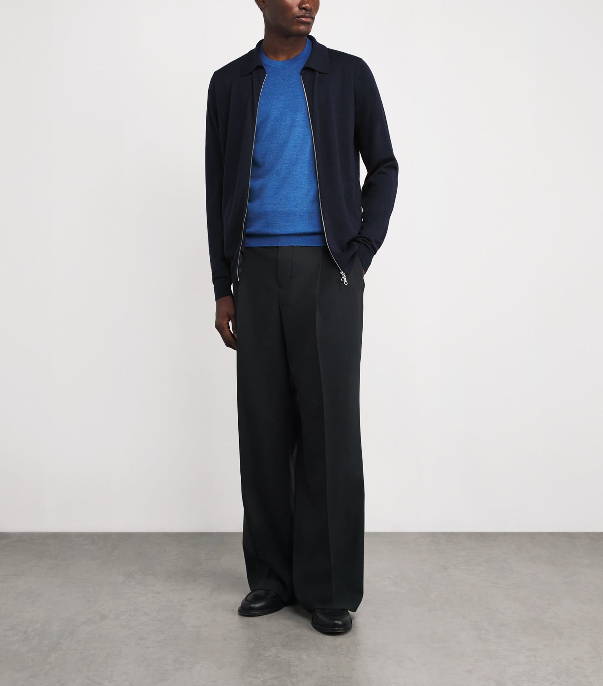 Navy Merino Wool Hybrid Overshirt