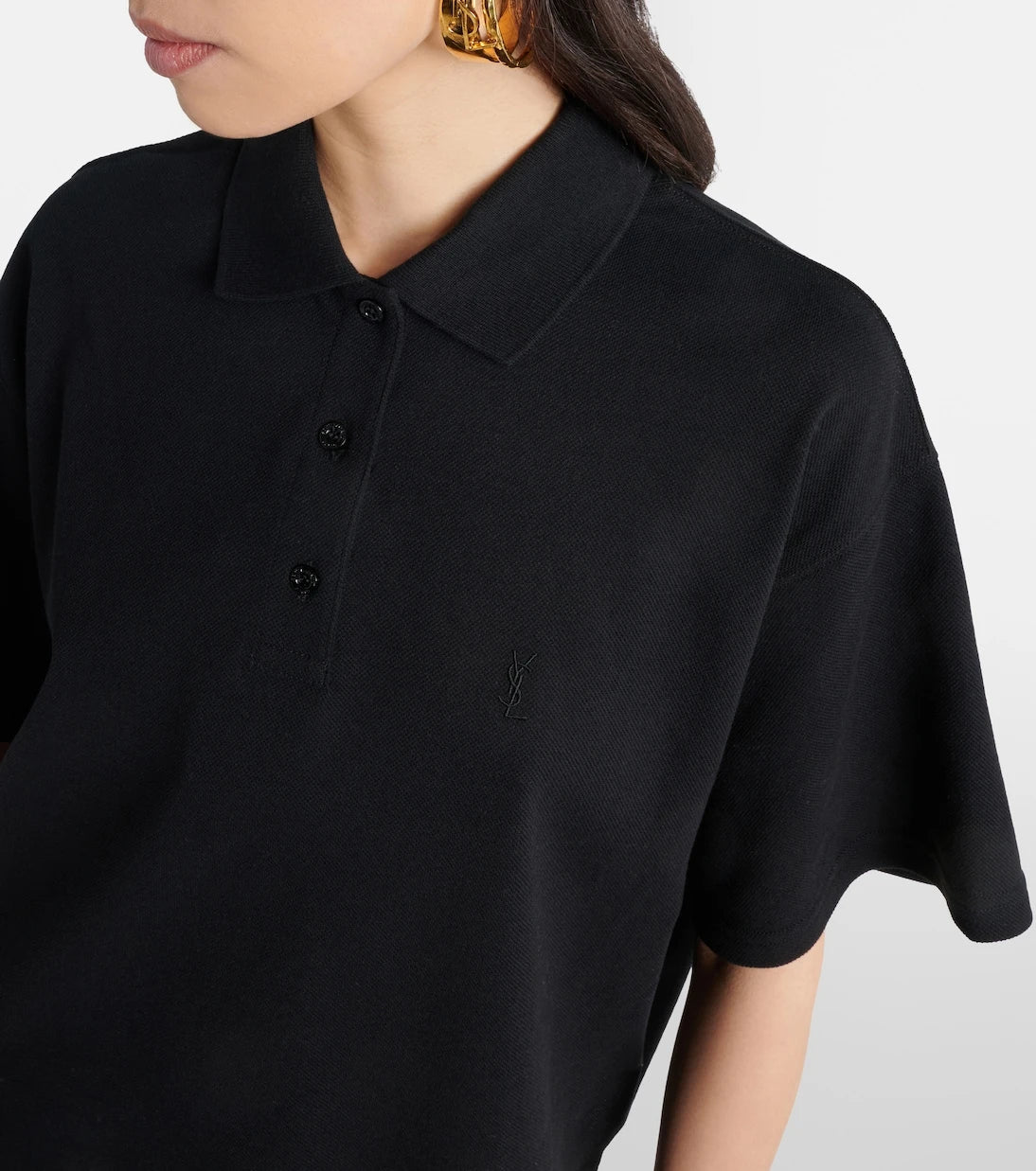 Saint Laurent - Cassandre cotton-blend piqué polo shirt