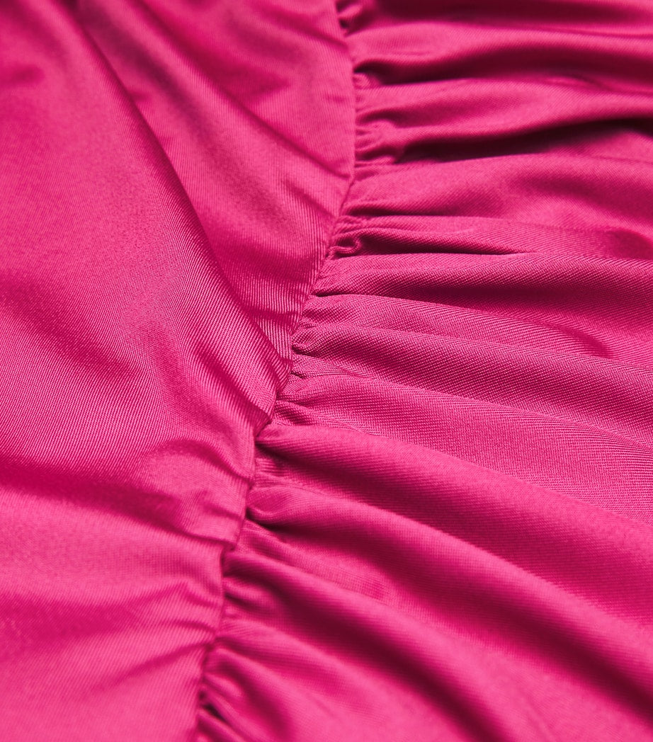 Victoria Beckham Red Long-Sleeve Ruched Maxi Dress