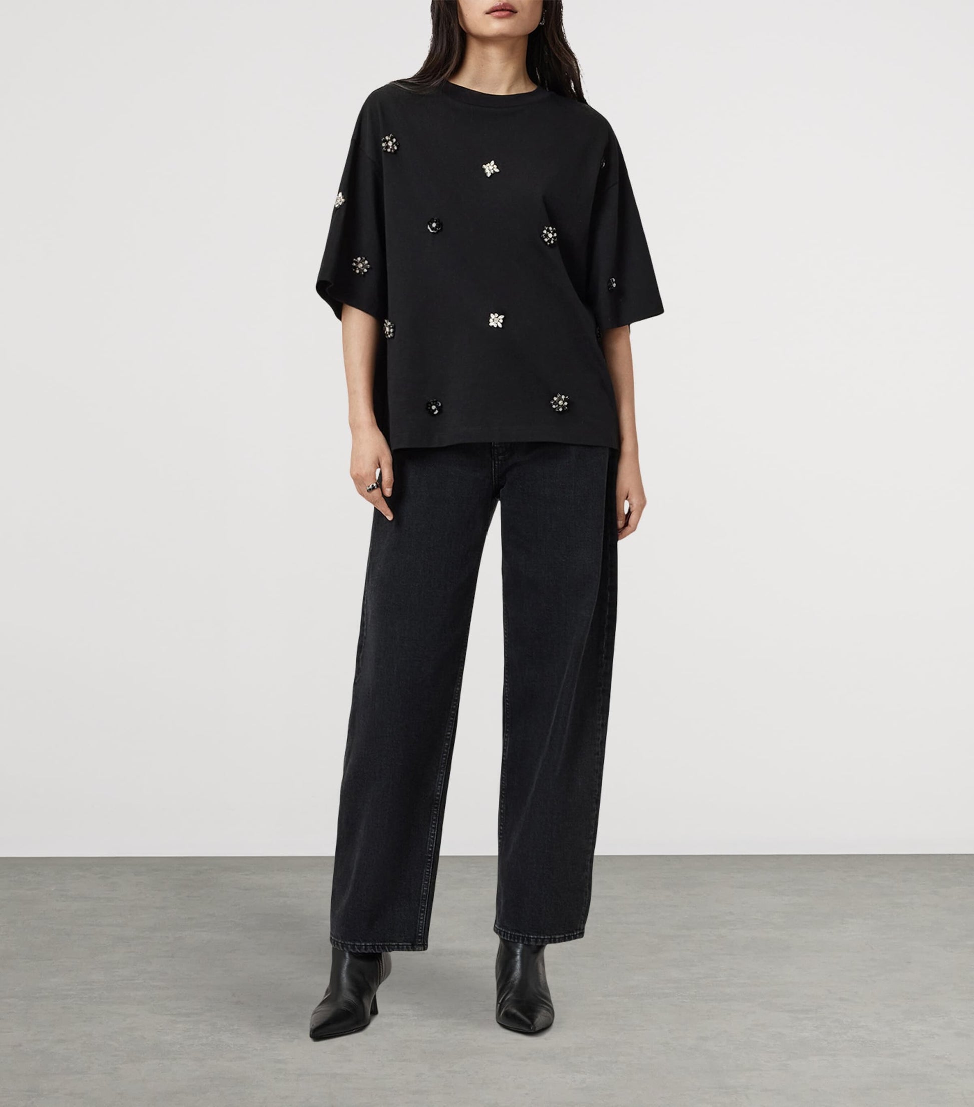 Black Organic Cotton Amelie Embellished T-Shirt