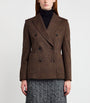 Max Mara Brown Cotton-Blend Houndstooth Blazer