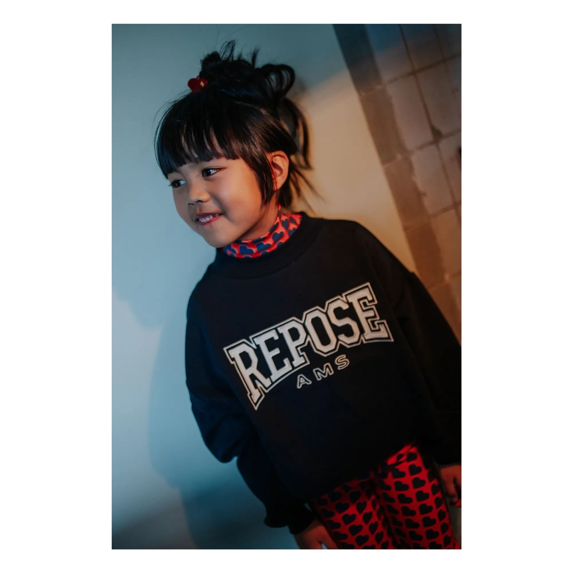 Repose AMS - Sweat Crop Top Logo Organic Cotton | Black