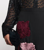 Erdem Black Silk-Blend Georgette Appliqué Midi Skirt