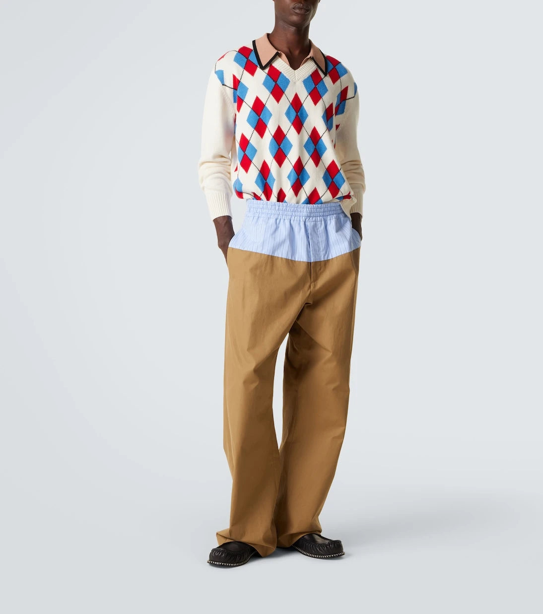 Dries Van Noten - Paneled cotton twill wide-leg pants