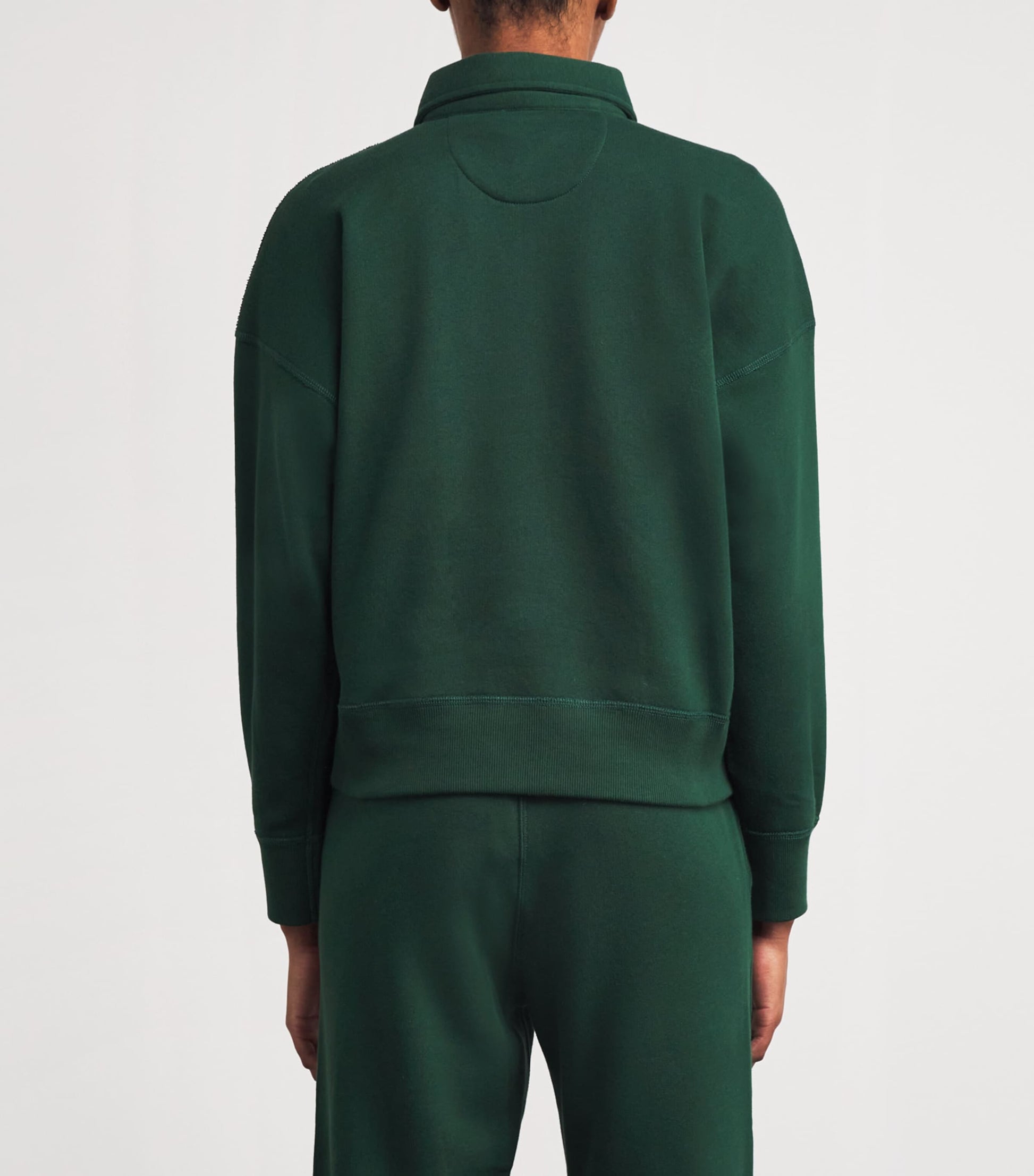 Polo Ralph Lauren Green Cotton-Blend Quarter-Zip Logo Sweatshirt