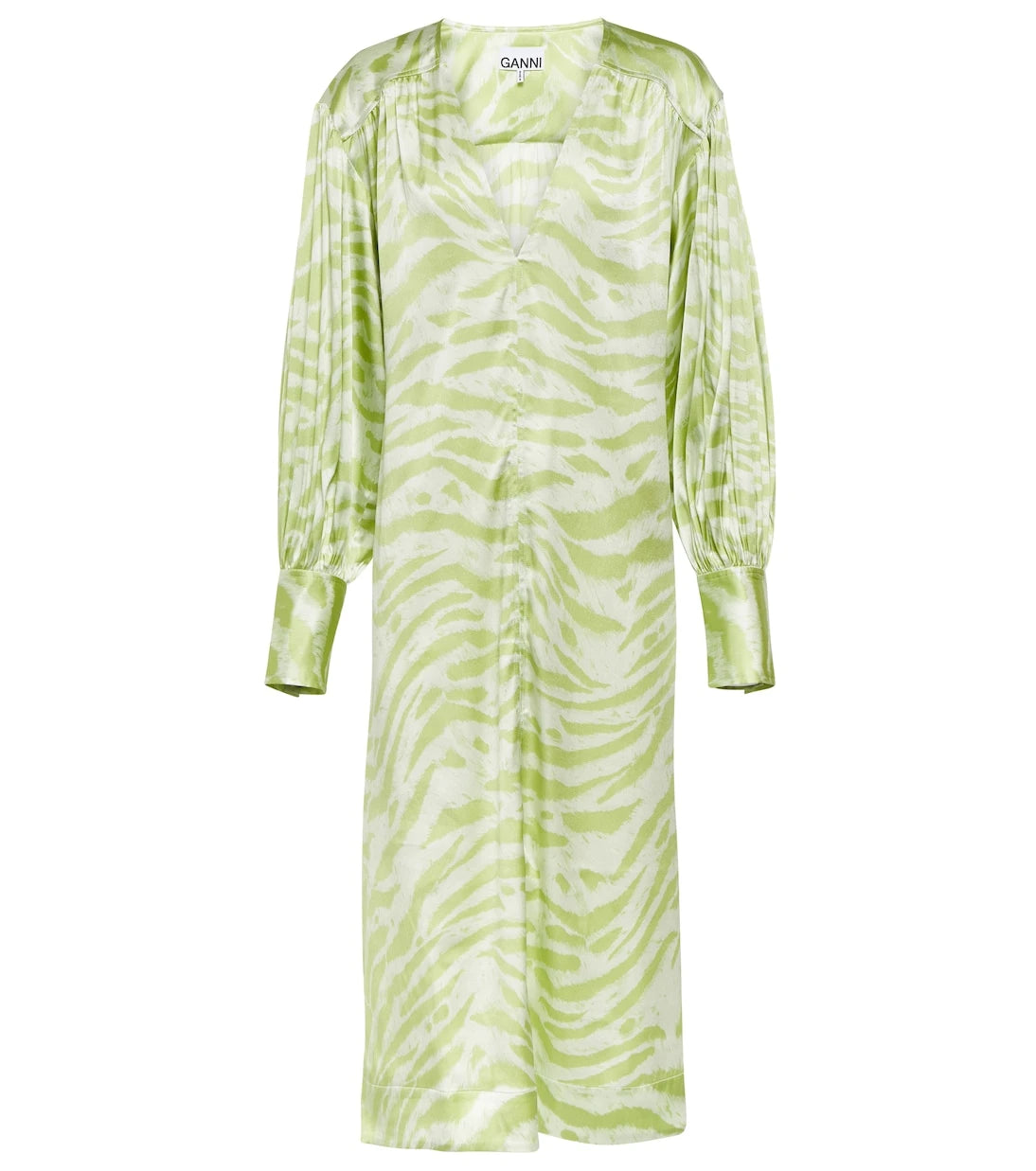 Ganni - Zebra-print silk-blend midi dress