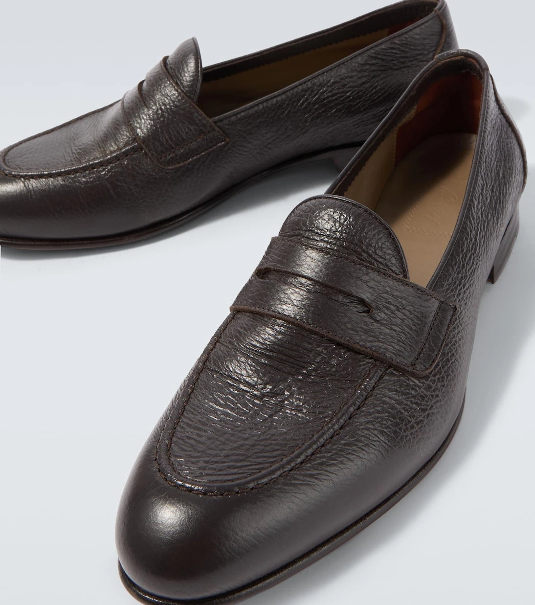 Brioni - Appia grained leather penny loafers
