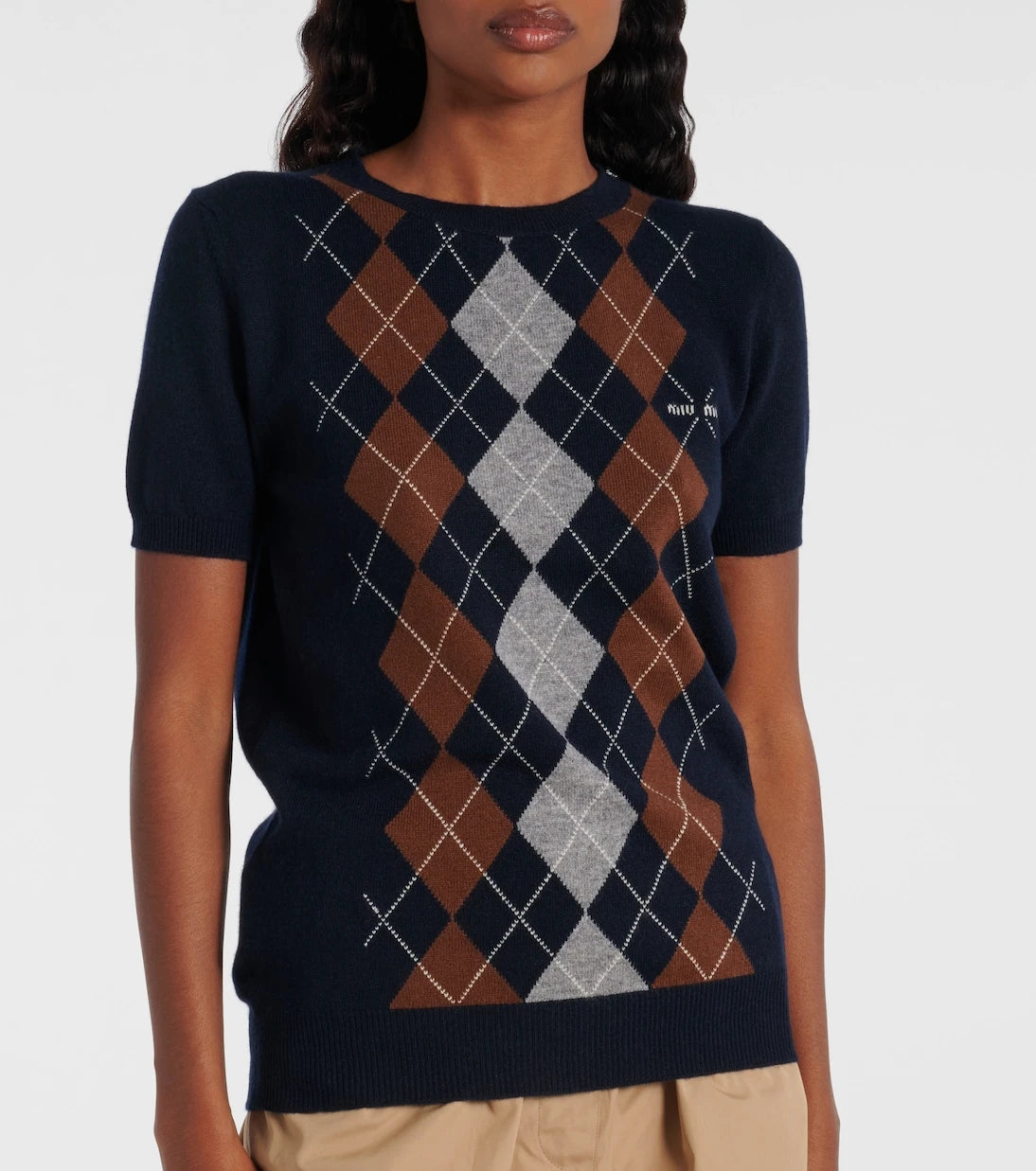 Miu Miu - Argyle knitted cashmere top