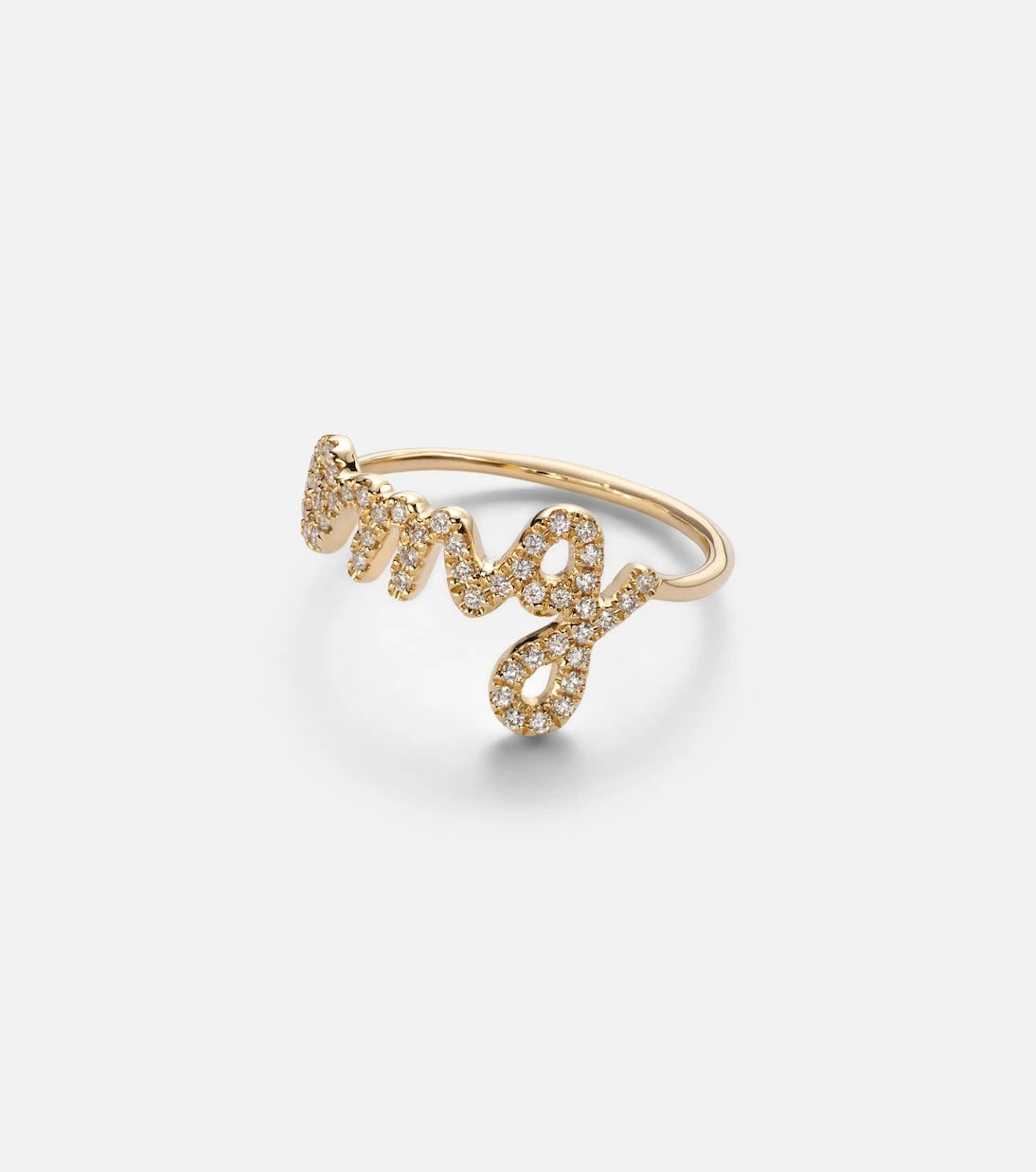 Sydney Evan - Omg Script 14kt gold ring with diamonds