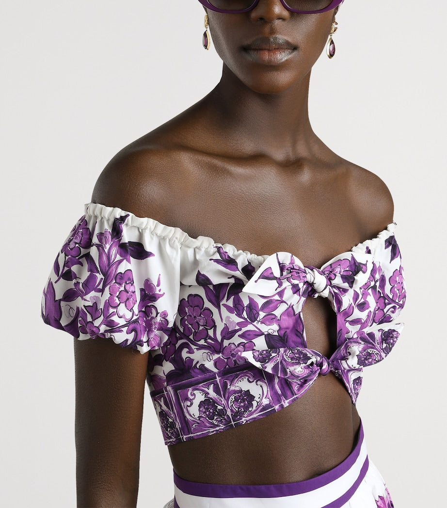 Dolce & Gabbana Multi Cotton Majolica Print Crop Top