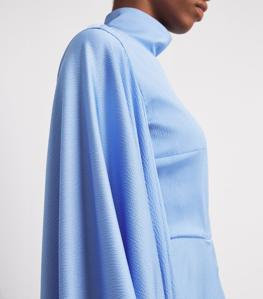 Blue Charmeuse Crinkle Cristo Gown