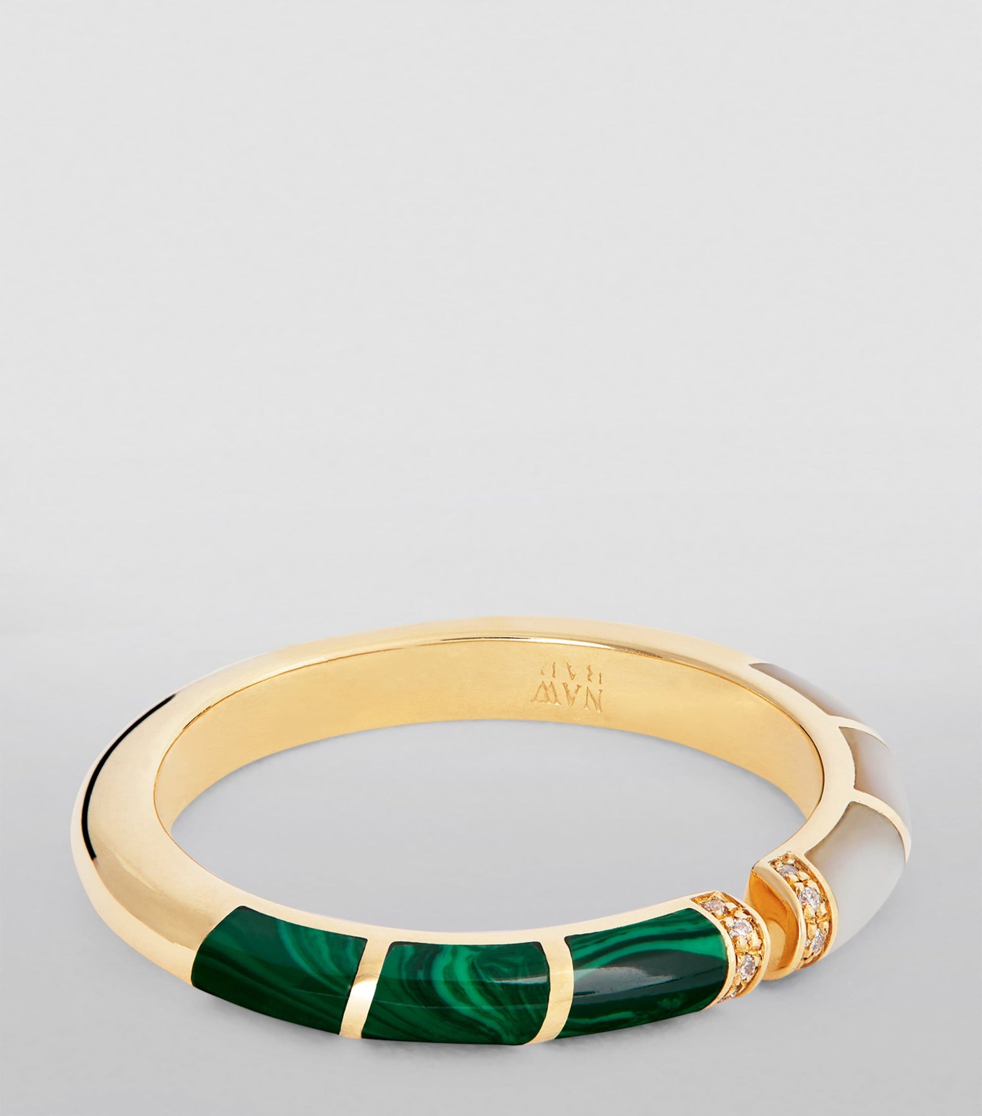 Yellow Gold, Diamond, Malachite and Mother-of-Pearl Psychedeliah Ring