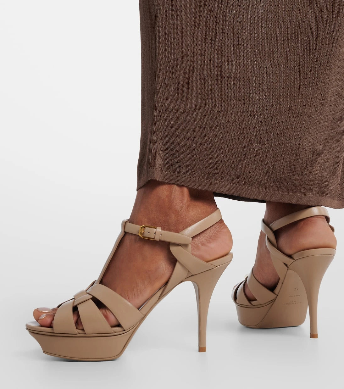 Saint Laurent - Tribute 105 deri platform sandalet