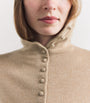 Brown Wool-Cashmere Knitted Hoodie