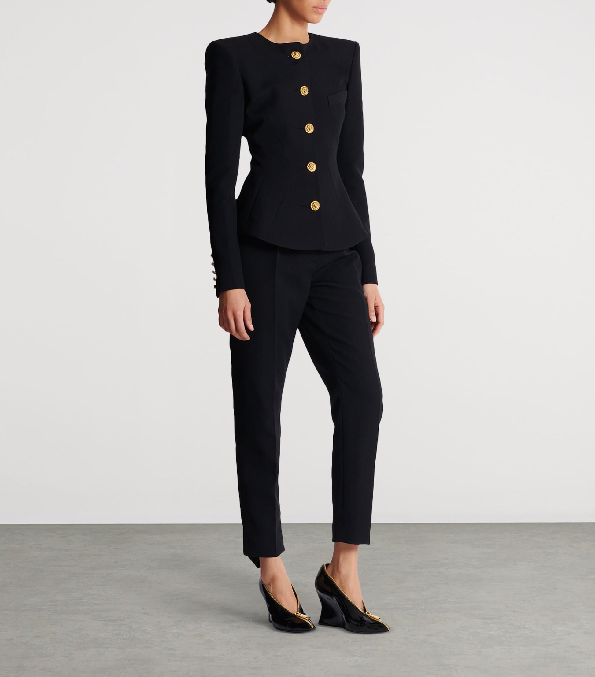 Balmain Black Wool Buttoned Basque Jacket