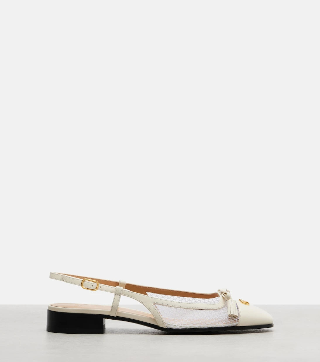 Valentino Garavani - VLogo leather and mesh slingback flats