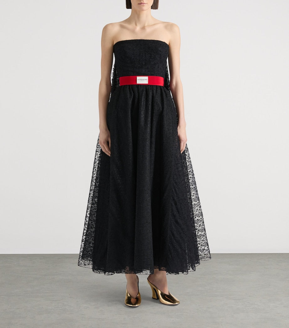 Givenchy Black Lace Bustier Evening Dress