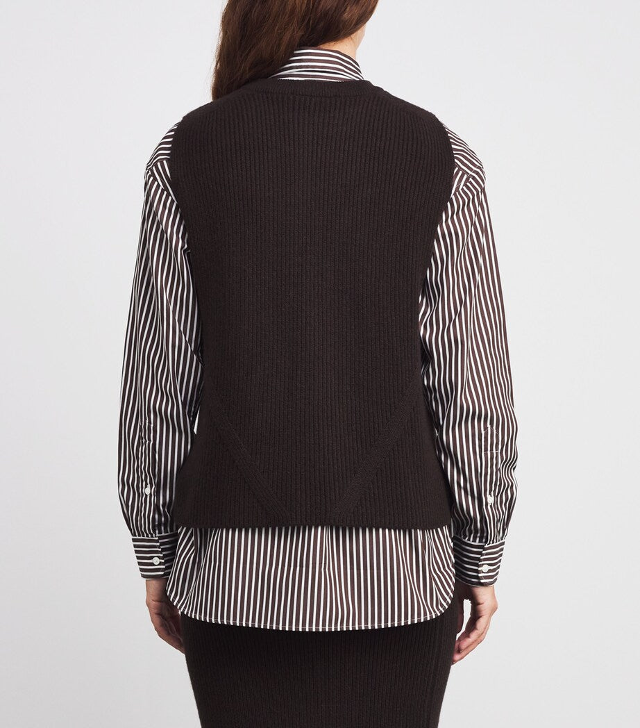 Johnstons Of Elgin Brown Cashmere-Blend Knitted Tank Top