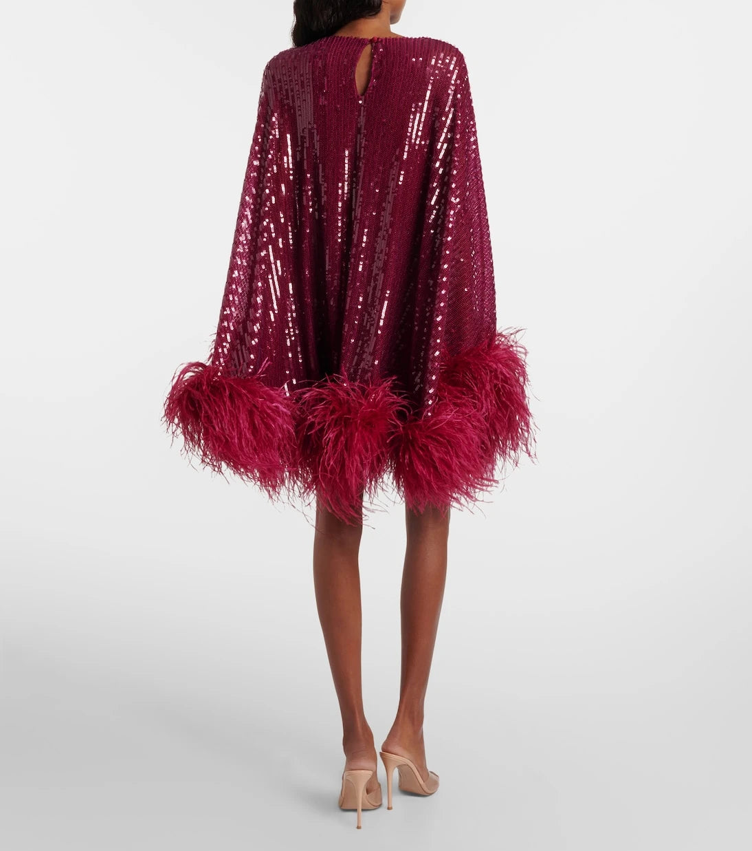 Taller Marmo - Vegas sequined feather-trimmed chiffon kaftan