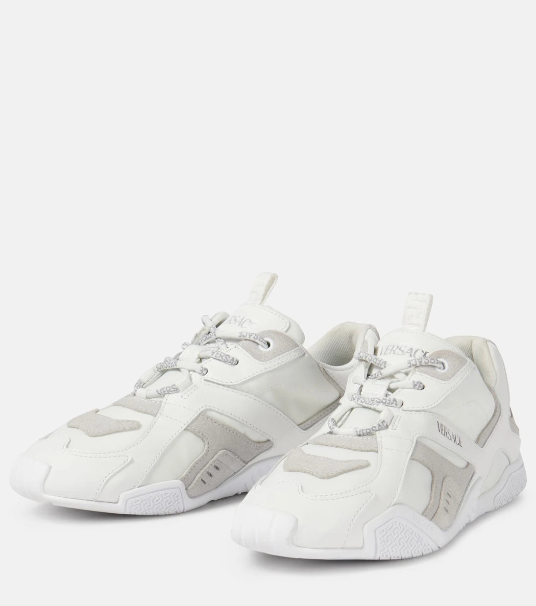 Versace - Galaxia suede-trimmed leather sneakers