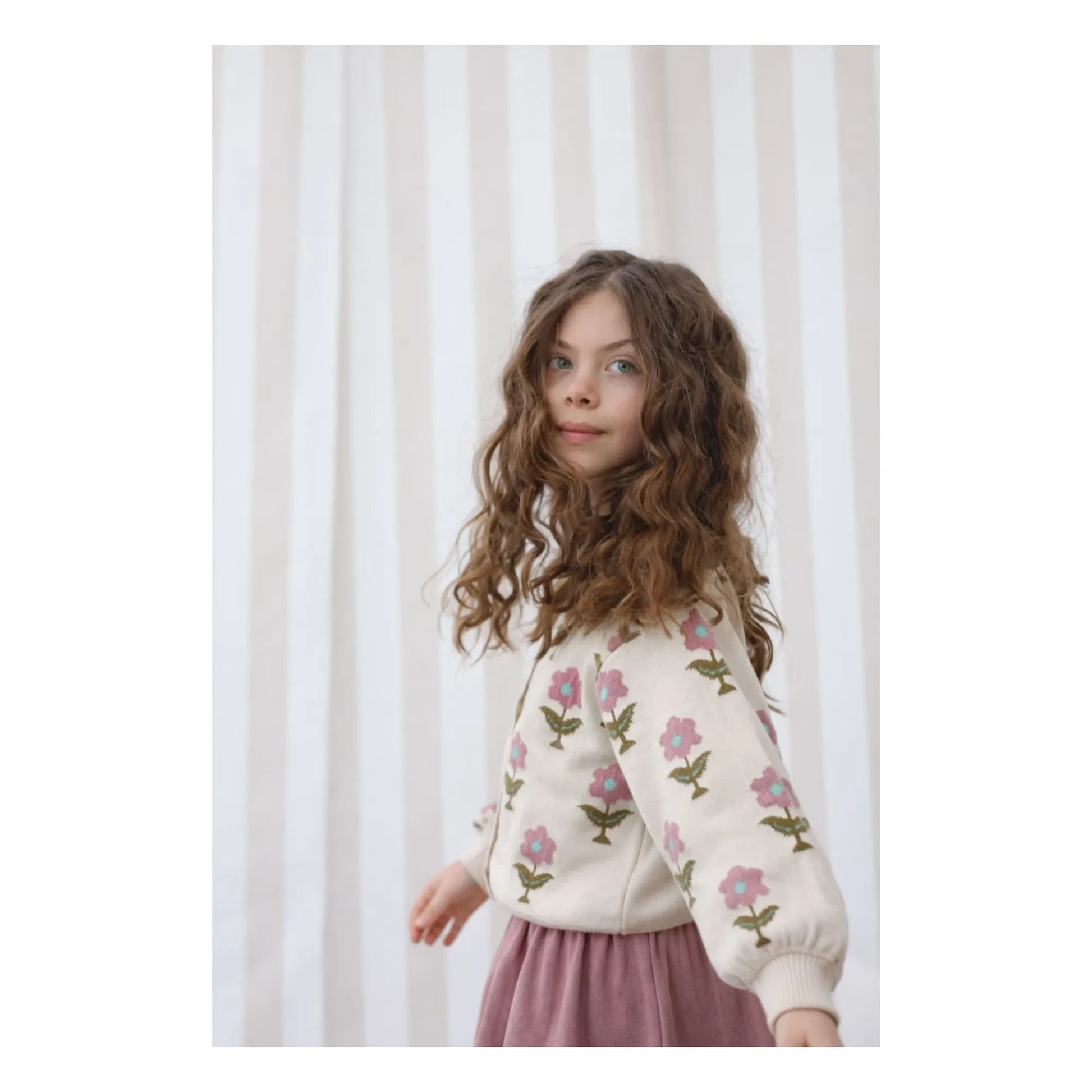 Lililotte - Cardigan Carla Fleurs Coton Bio | Ecru