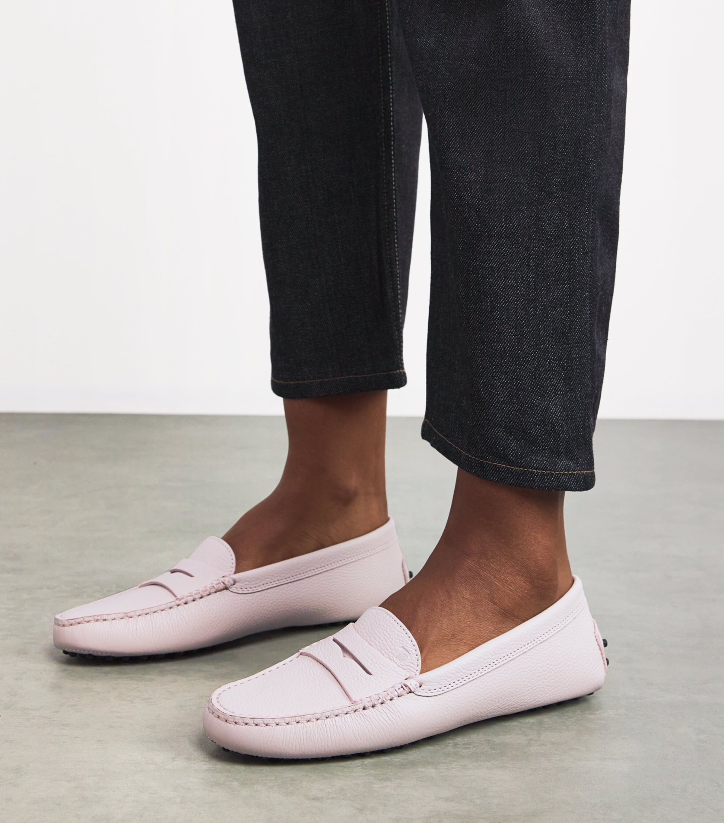 Beige Leather Gommino Driving Shoes