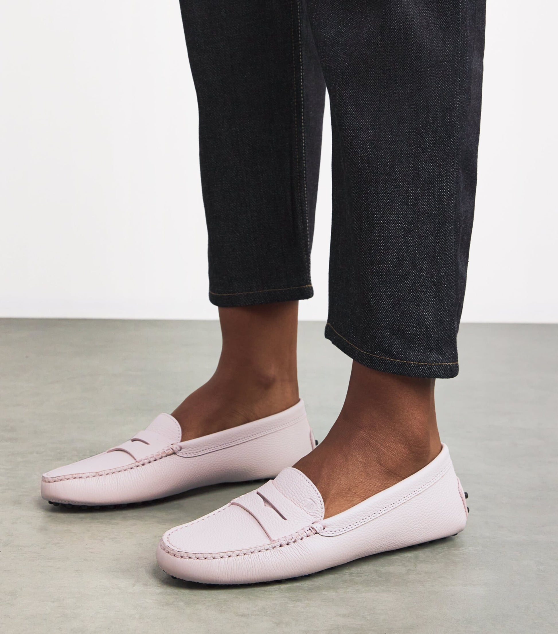 Beige Leather Gommino Driving Shoes