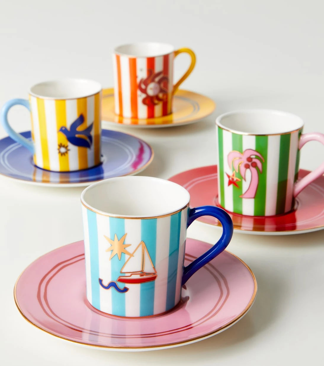 Jonathan Adler - Playa set of 4 porcelain espresso cups
