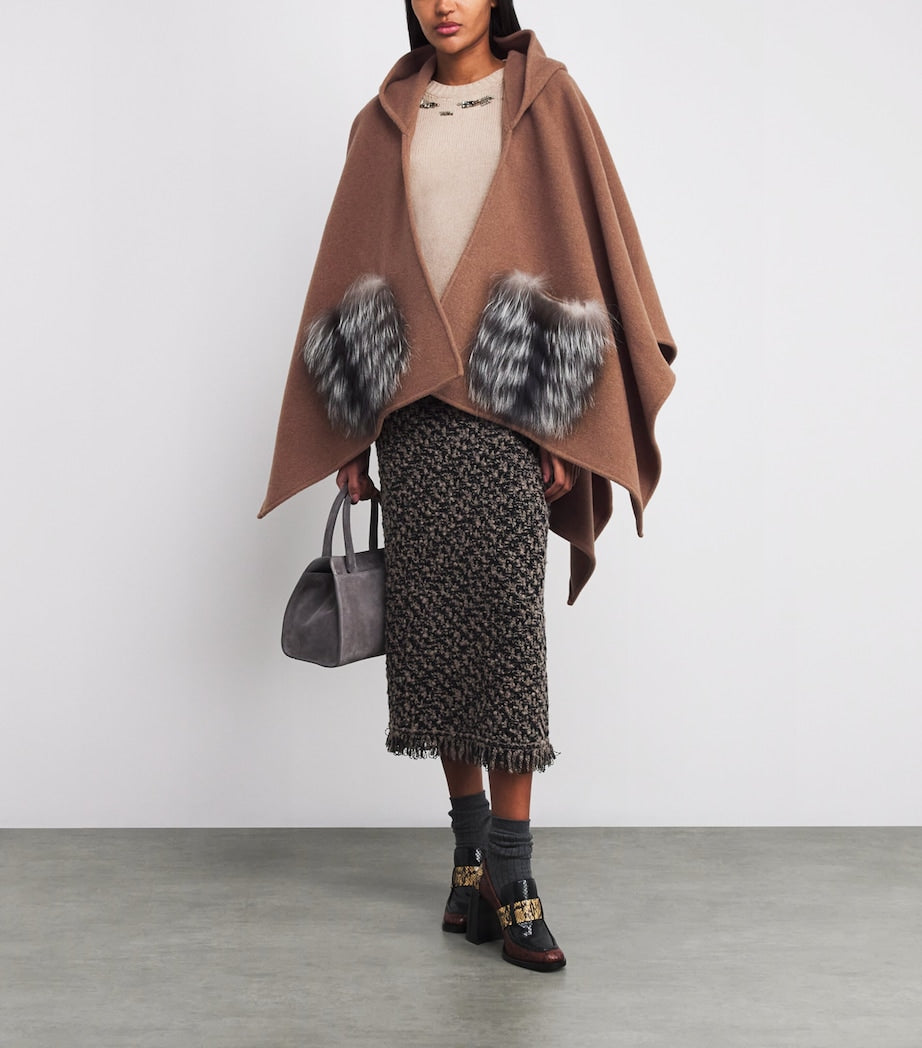 Brown Wool Hooded Cape