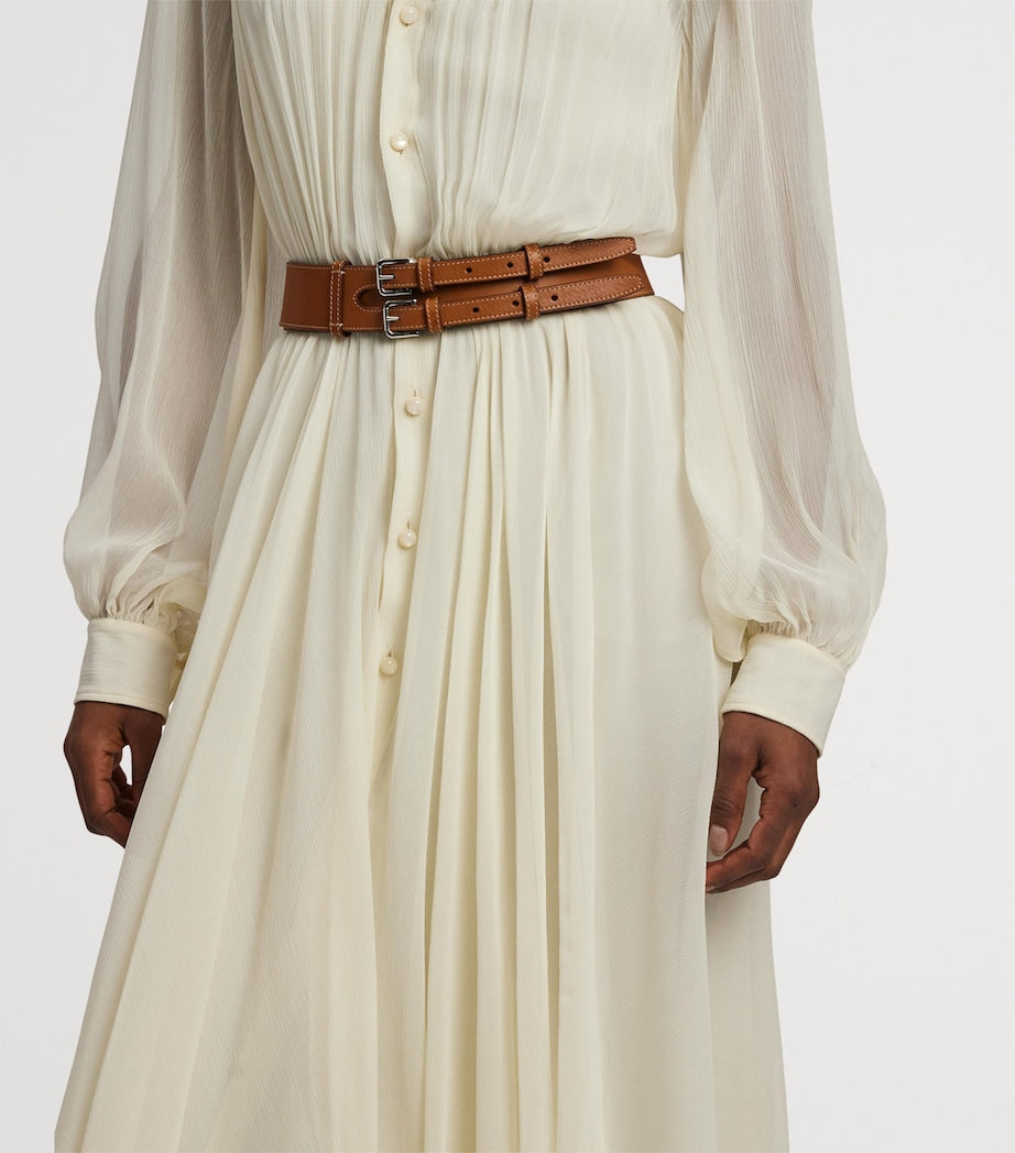 Ralph Lauren Collection Gold Leather Double-Buckle Belt