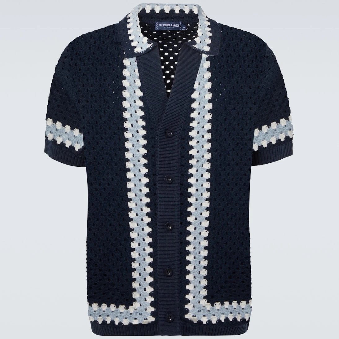 Frescobol Carioca - Pinto crochet cotton bowling shirt