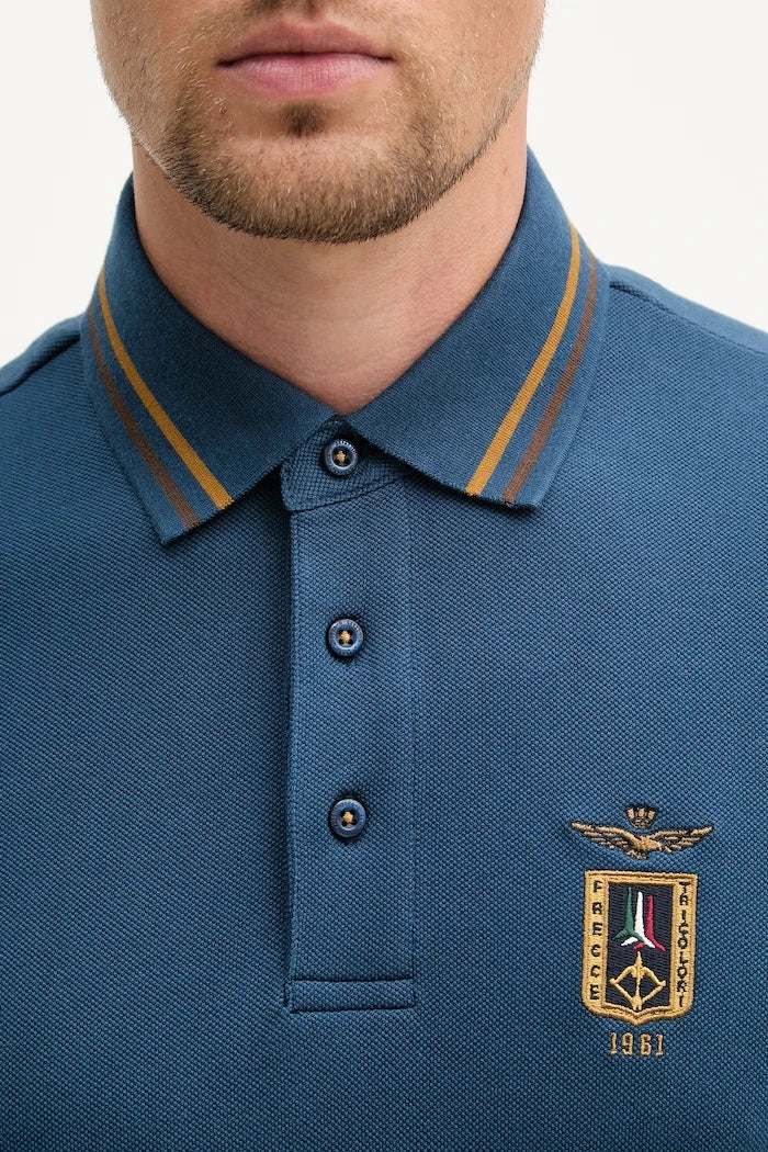 Aeronautica Militare erkek pamuklu yakalı tişört