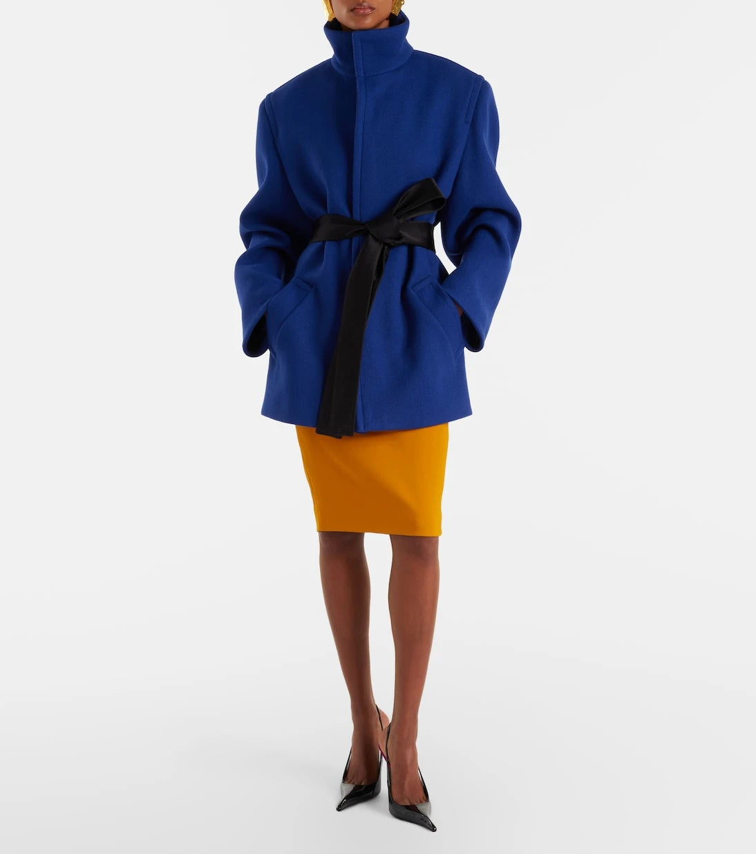 Saint Laurent - Belted silk-trimmed wool coat