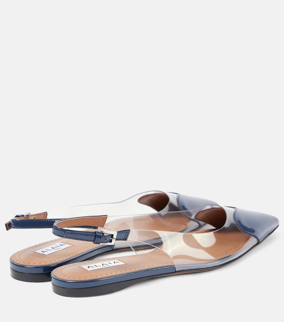 Alaïa - Le Cœur patent leather and PU slingback flats