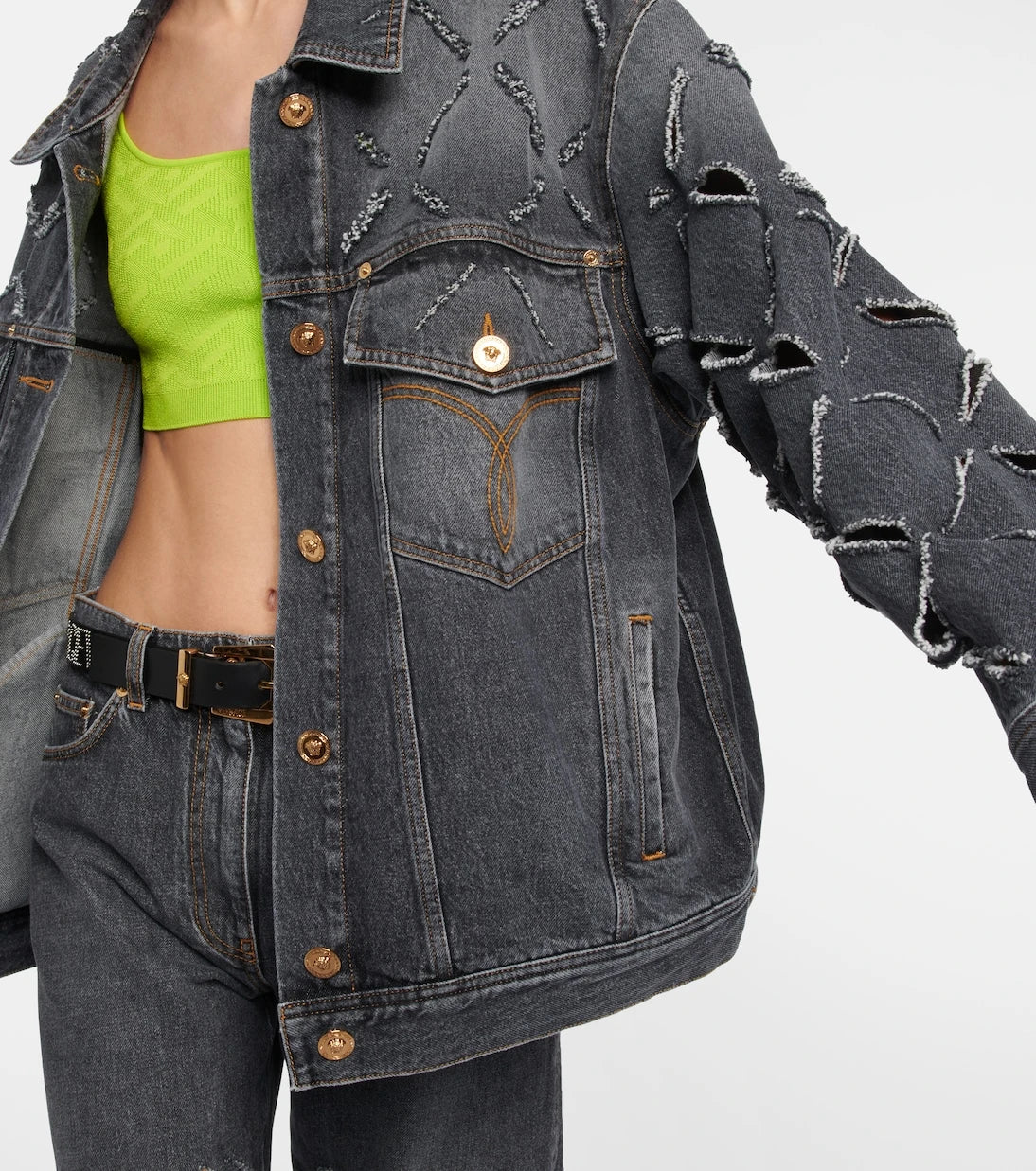 Versace - Distressed denim jacket