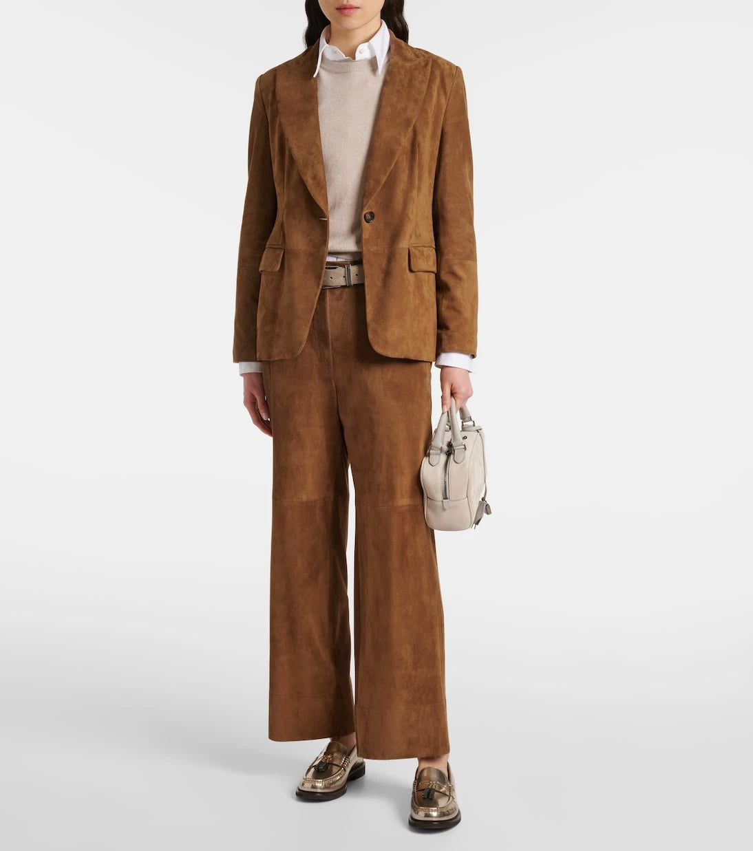 Brunello Cucinelli - Mid-rise suede wide-leg pants