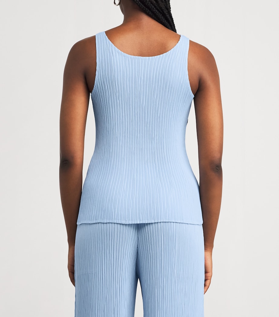 Issey Miyake Blue Hatching Tank Top