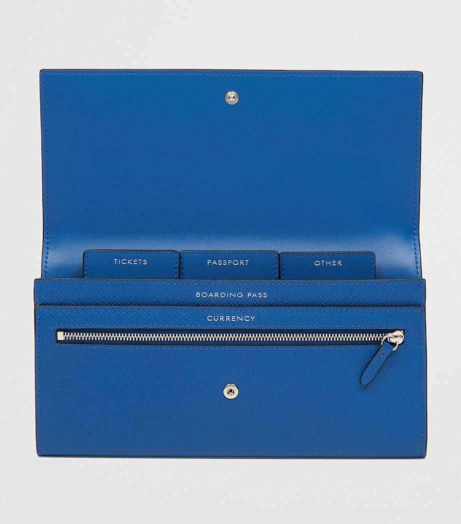 Blue Panama Leather Marshall Travel Wallet