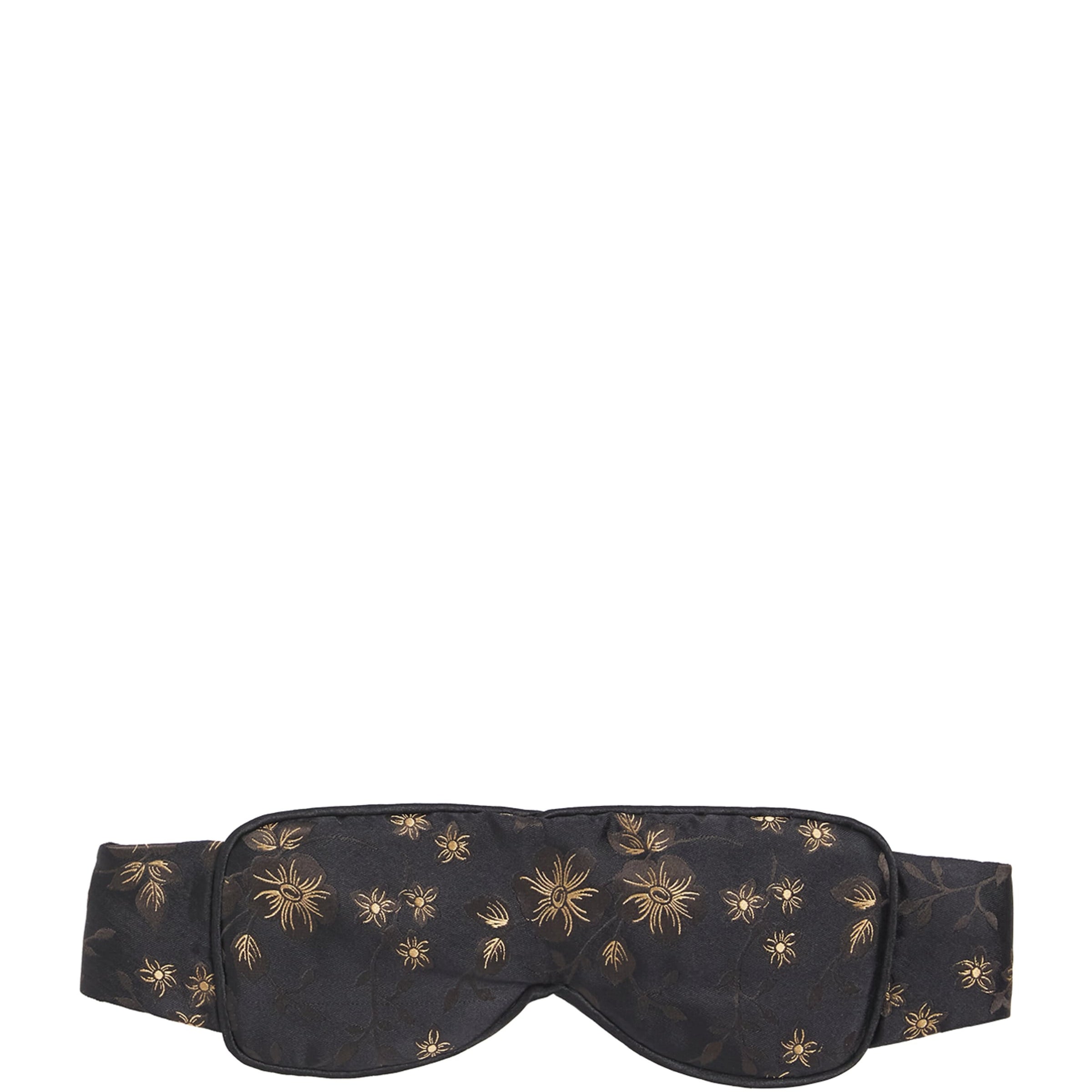 Black Silk Night Floral Eye Mask