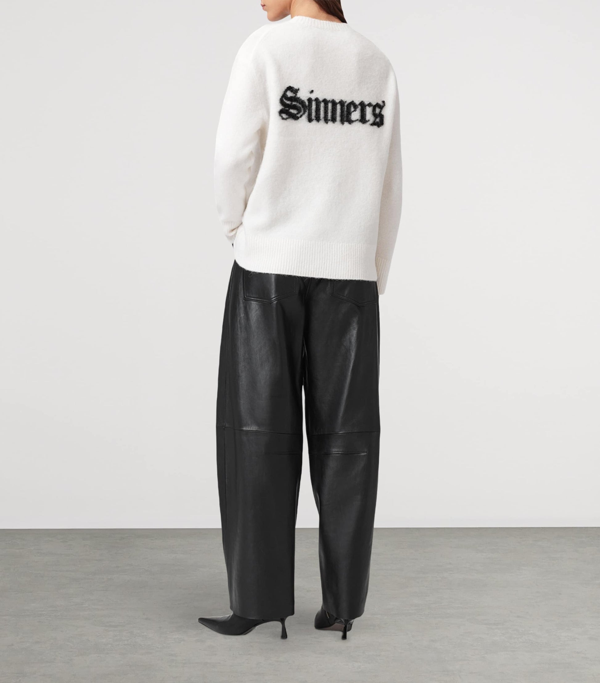 AllSaints Black Leather Jett Lea Trousers