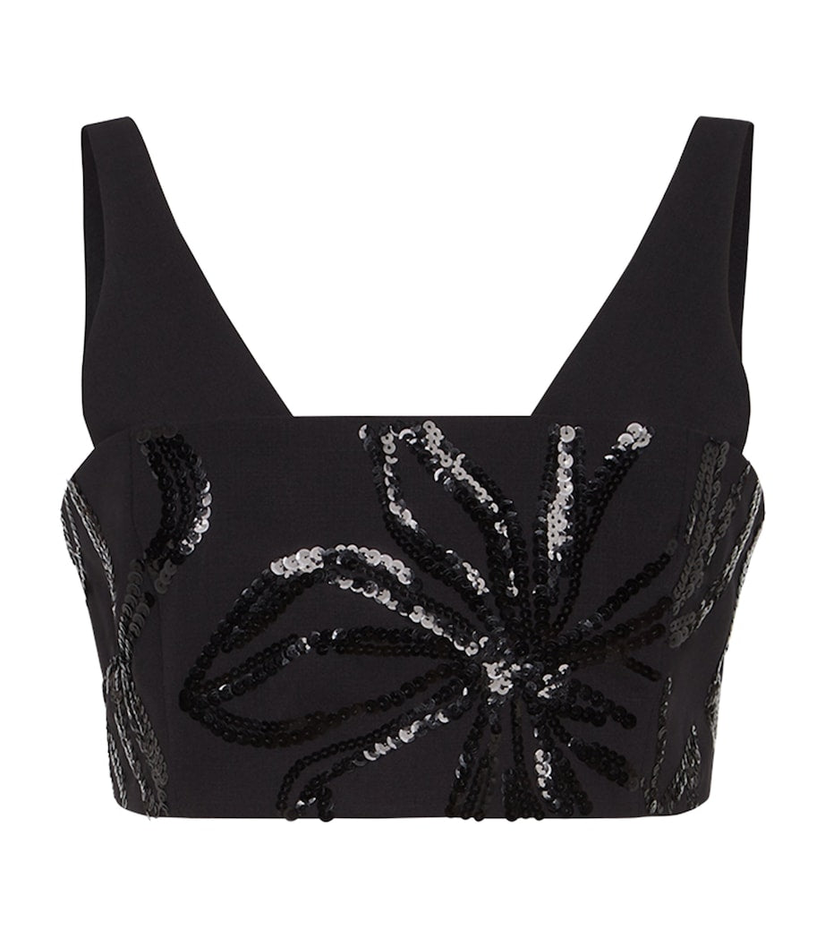 Brunello Cucinelli Black Embellished Crop Top