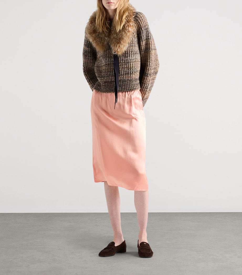 Prada Orange Satin-Blend Pencil Skirt