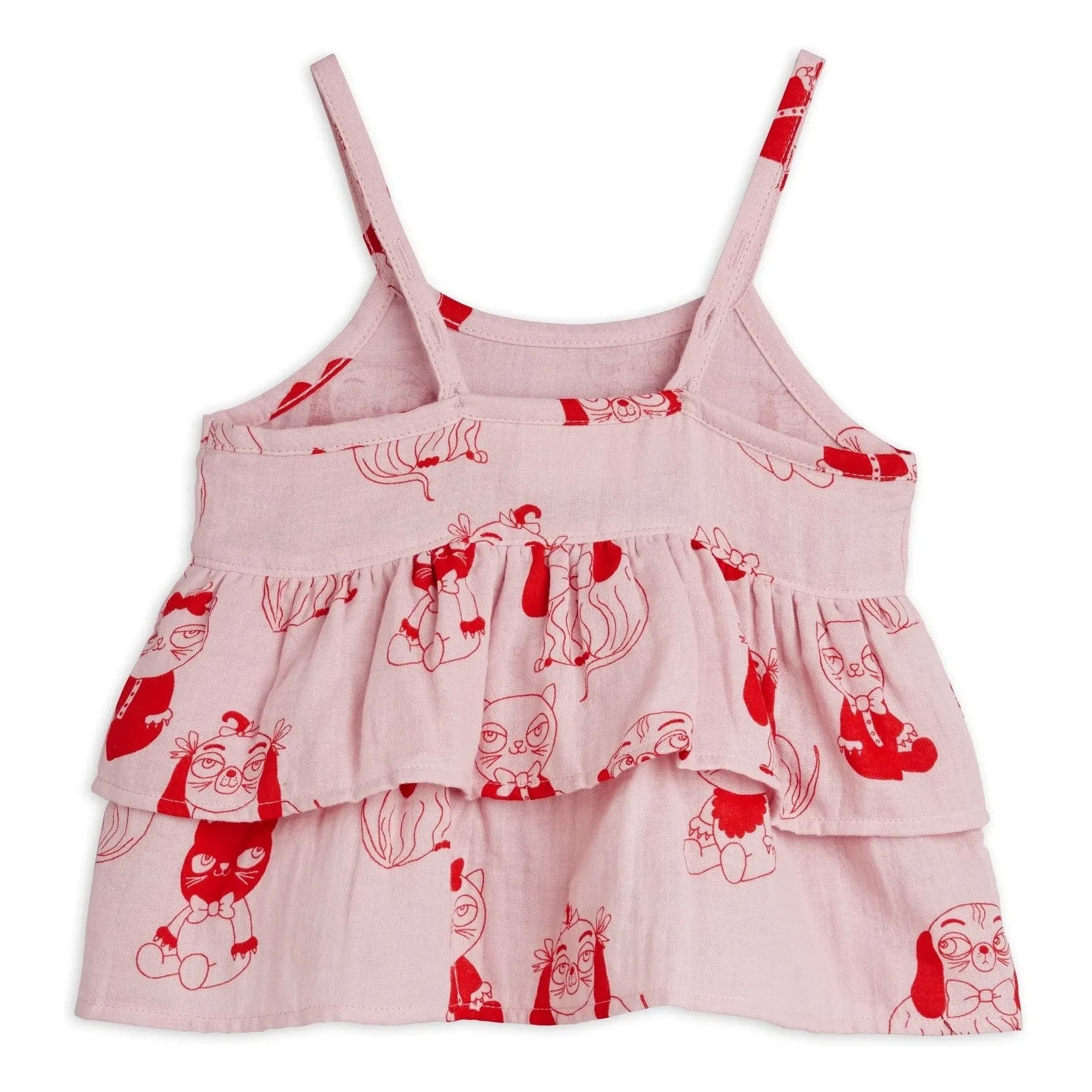 Mini Rodini - Organic Cotton Animal Ruffle Top | Pink