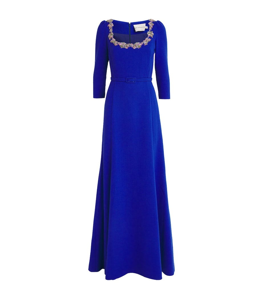 Blue Wool Embellished Gown