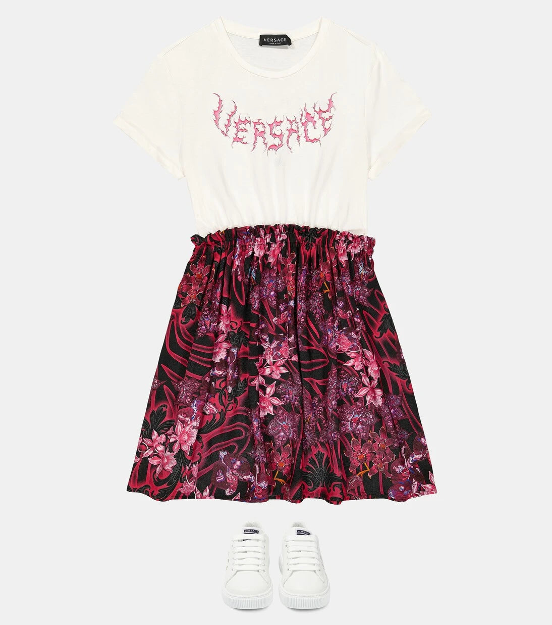 Versace Kids - Seashell Baroque leather low-top sneakers