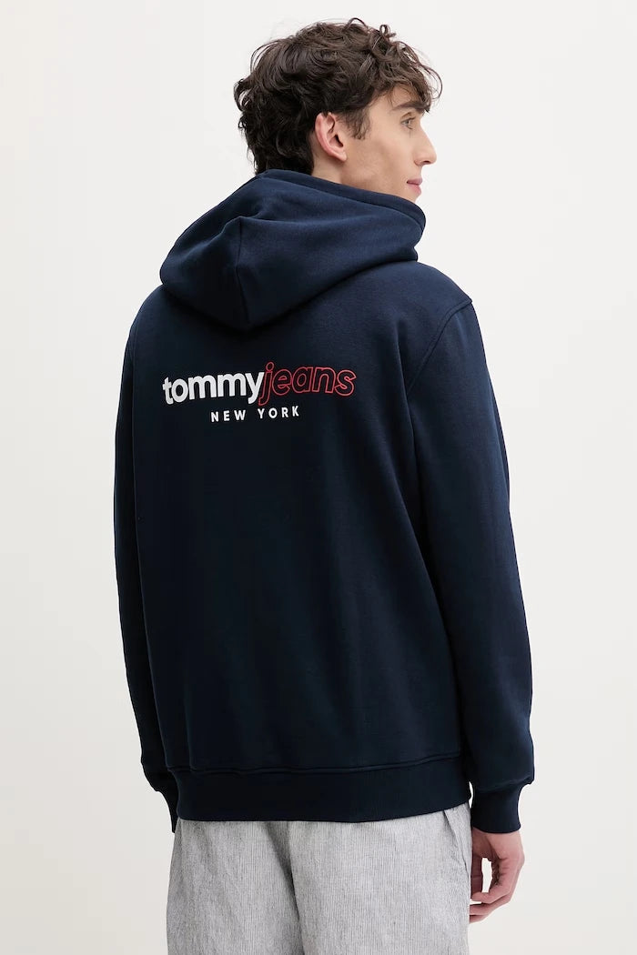 Tommy Jeans fermuarlı kapüşonlu erkek pamuklu sweatshirt